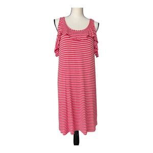 NWT Max Studio Red Striped Cold Shoulder Sundress Size L